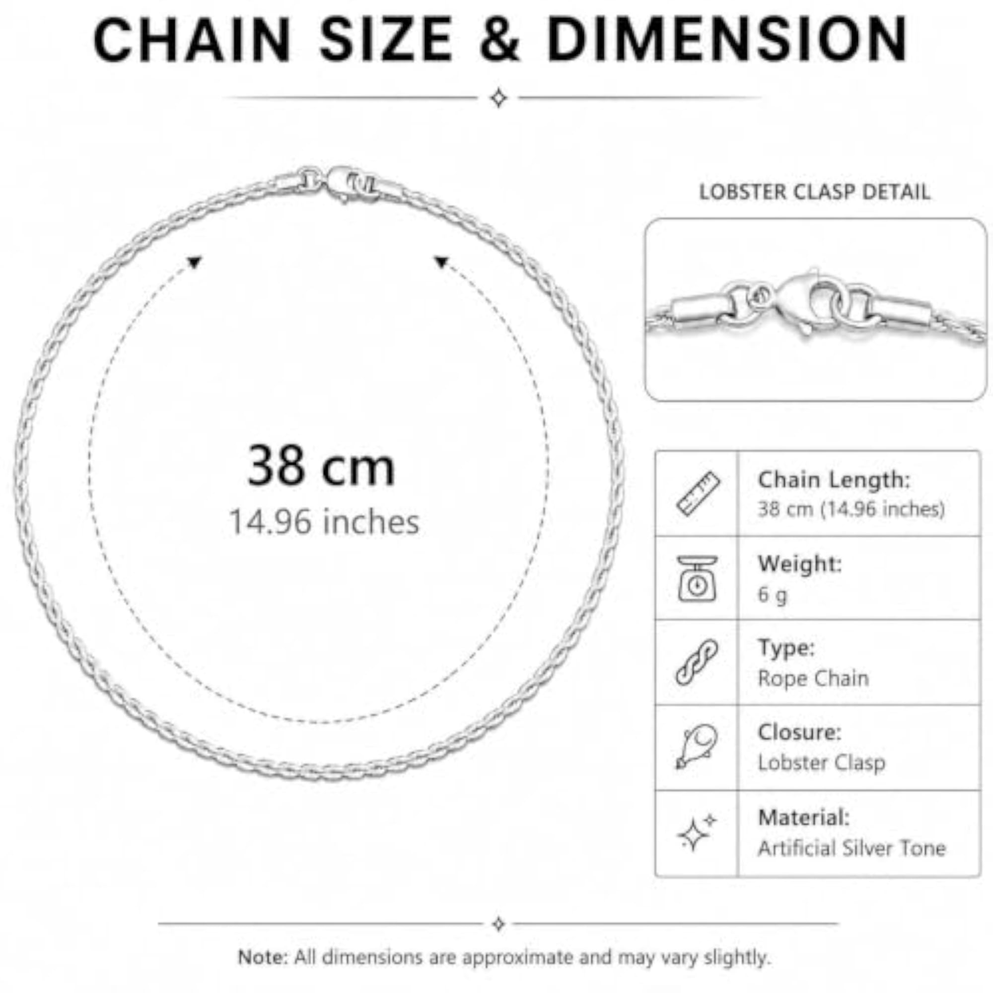 Children's Silver-Tone Twisted Rope Chain Necklace